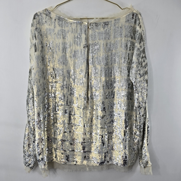 Gianfranco Ferre Sequined Top Long Sleeve Silk Lined Holiday Party Mesh Size 42 - Picture 8 of 14